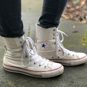 White Converse hi-rise